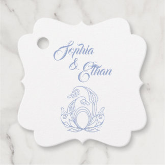 Elegant Wedding Favor Tag – Blue Rose Filigree