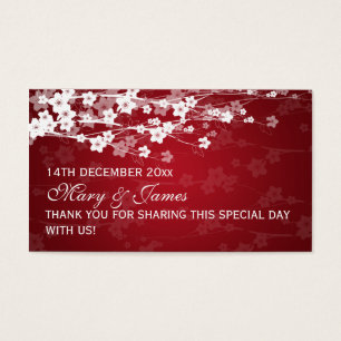 Elegant Wedding Favor Tag Cherry Blossom Red