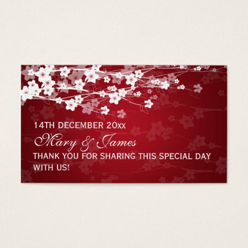 Elegant Wedding Favor Tag Cherry Blossom Red