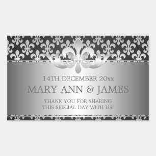 Elegant Wedding Favor Tag Fleur De Lis Black