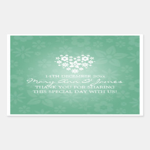 Elegant Wedding Favor Tag Flowery Heart Mint Green