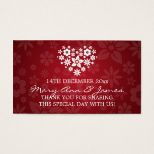 Elegant Wedding Favor Tag Flowery Heart Red