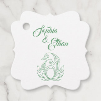 Elegant Wedding Favor Tag – Green Rose Filigree