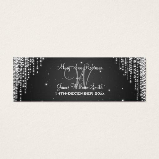 Customizable Elegant Wedding Favor Tag Night Dazzle Black Business Card Templates