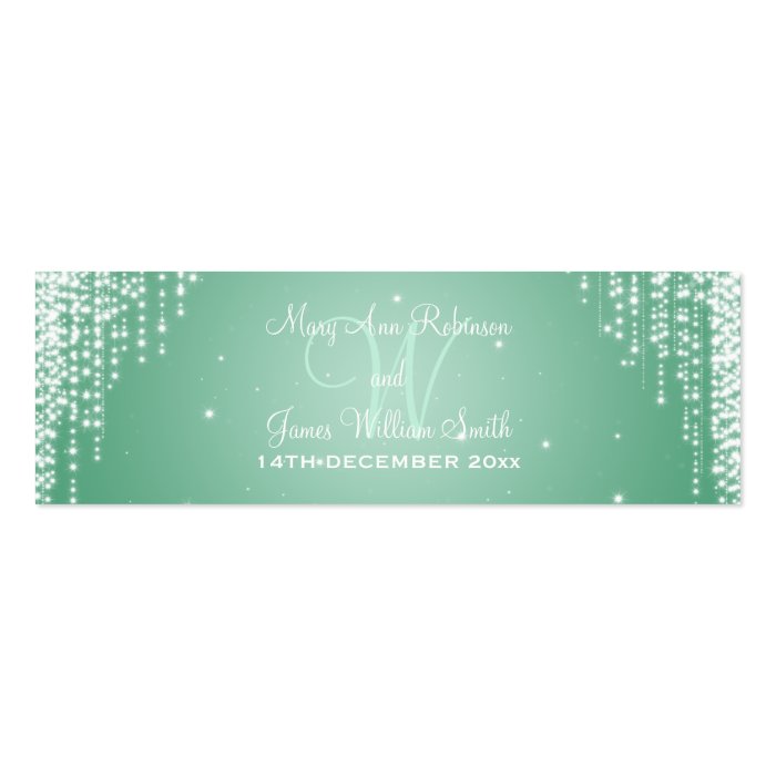 Elegant Wedding Favor Tag Night Dazzle Mint Green Mini Business Card 