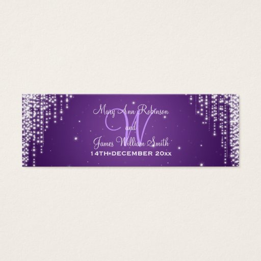 Customizable Elegant Wedding Favor Tag Night Dazzle Purple Business Card Templates