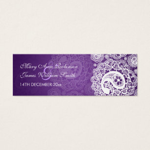 Elegant Wedding Favor Tag Paisley Lace Purple