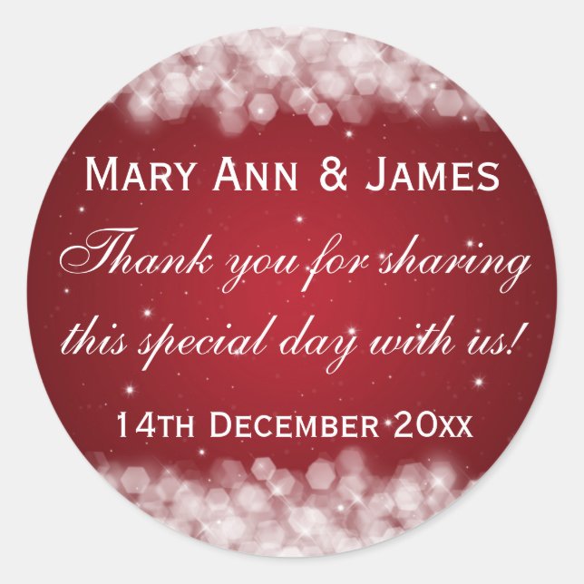 Elegant Wedding Favor Tag Party Sparkle Red (Front)