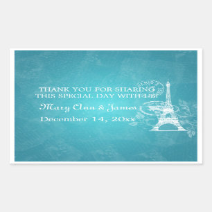 Elegant Wedding Favor Tag Romantic Paris Blue