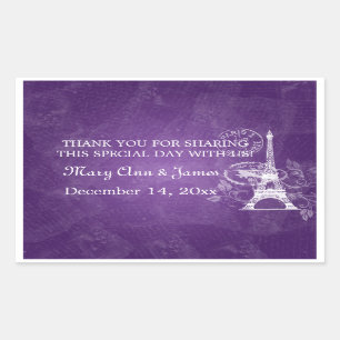 Elegant Wedding Favor Tag Romantic Paris Purple