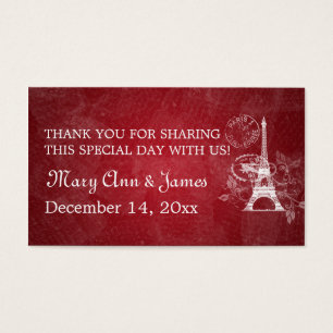 Elegant Wedding Favor Tag Romantic Paris Red
