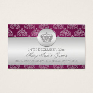 Elegant Wedding Favor Tag Royal Crown Berry Pink