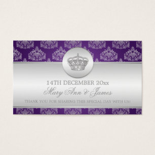 Elegant Wedding Favor Tag Royal Crown Purple