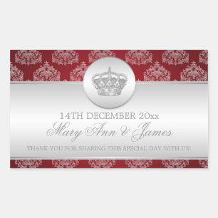 Elegant Wedding Favor Tag Royal Crown Red