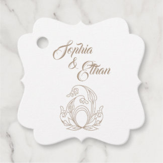 Elegant Wedding Favor Tag – Sand Rose Filigree