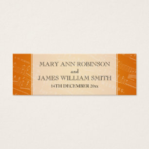 Elegant Wedding Favor Tag Sheet Music Orange