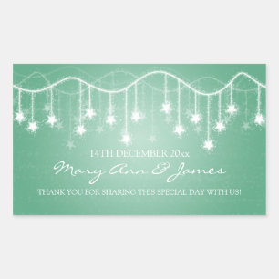 Elegant Wedding Favor Tag Shimmering Stars Mint