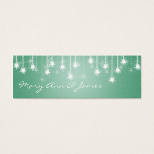 Elegant Wedding Favor Tag Shimmering Stars Mint