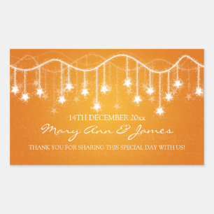 Elegant Wedding Favor Tag Shimmering Stars Orange
