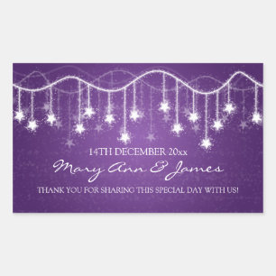 Elegant Wedding Favor Tag Shimmering Stars Purple