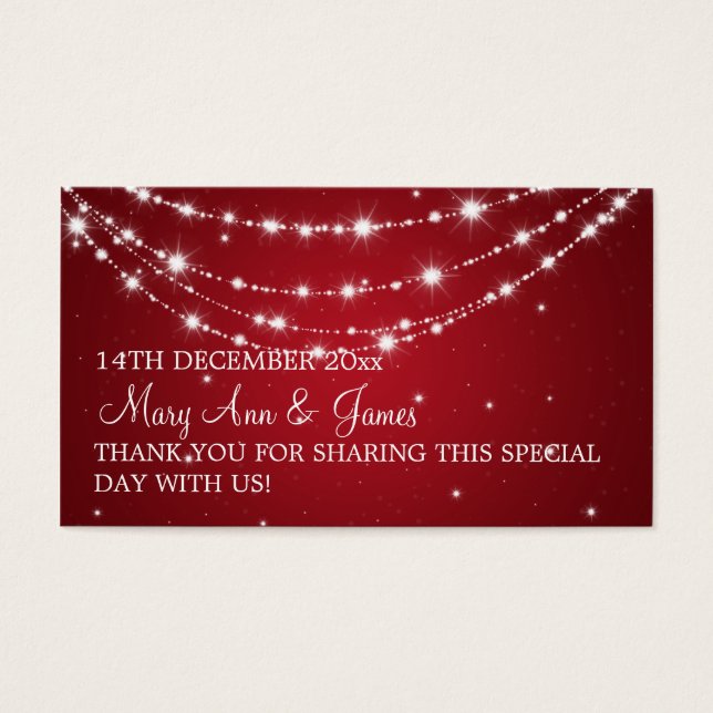 Elegant Wedding Favor Tag Sparkling Chain Red (Front)