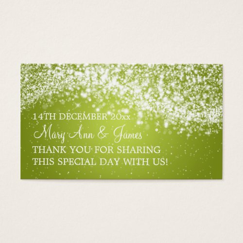 Elegant Wedding Favor Tag Sparkling Wave Lime Business Cards