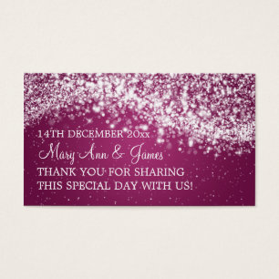 Elegant Wedding Favor Tag Sparkling Wave Plum