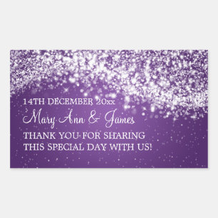 Elegant Wedding Favor Tag Sparkling Wave Purple