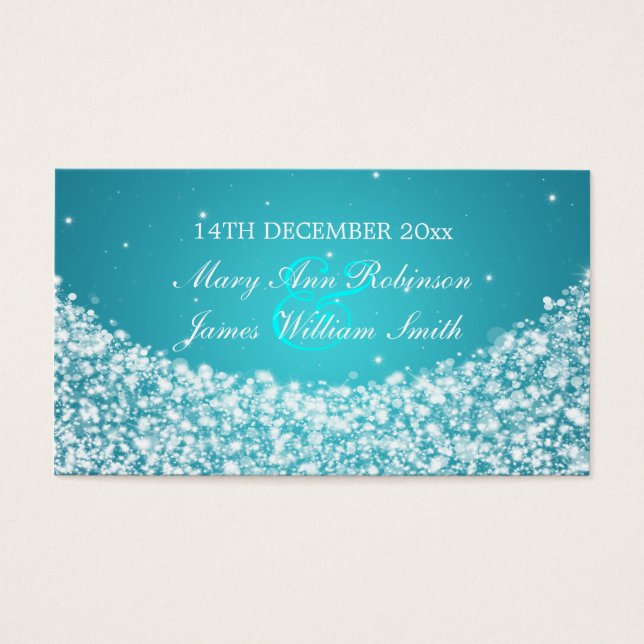 Elegant Wedding Favor Tag Star Sparkle Blue (Front)