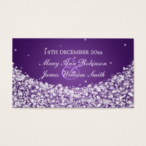 Elegant Wedding Favor Tag Star Sparkle Purple Business Card