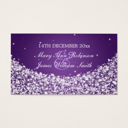 Customizable Elegant Wedding Favor Tag Star Sparkle Purple Business Card