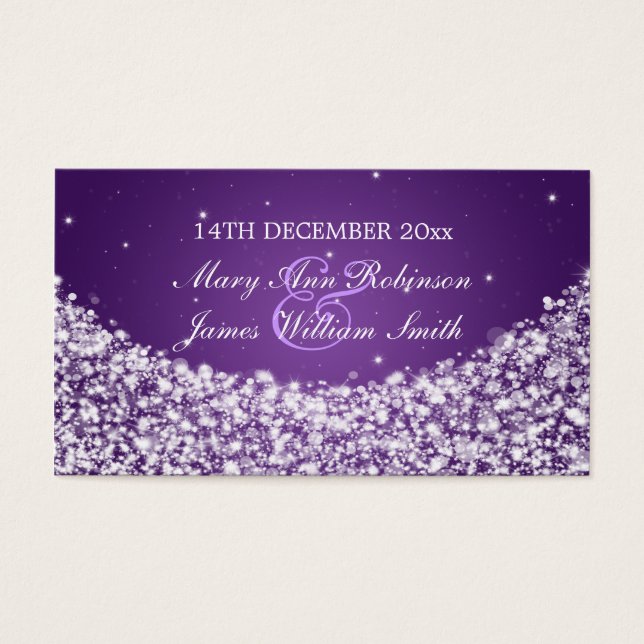 Elegant Wedding Favor Tag Star Sparkle Purple (Front)