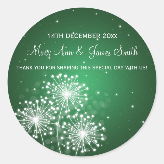 Elegant Wedding Favor Tag Summer Sparkle Emerald (Front)