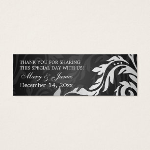 Elegant Wedding Favor Tag Swirly Flourish Black