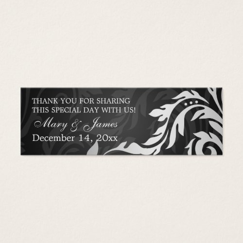 Elegant Wedding Favor Tag Swirly Flourish Black Business Card Template
