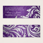 Elegant Wedding Favor Tag Swirly Flourish Purple (Front & Back)