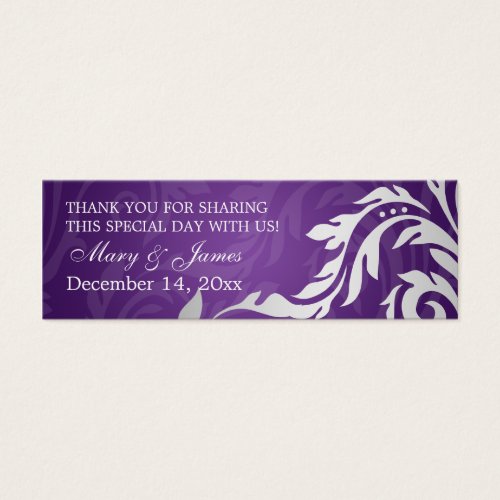 Elegant Wedding Favor Tag Swirly Flourish Purple Business Card