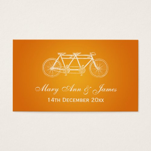 Elegant Wedding Favor Tag Tandem Bike Orange Business Card