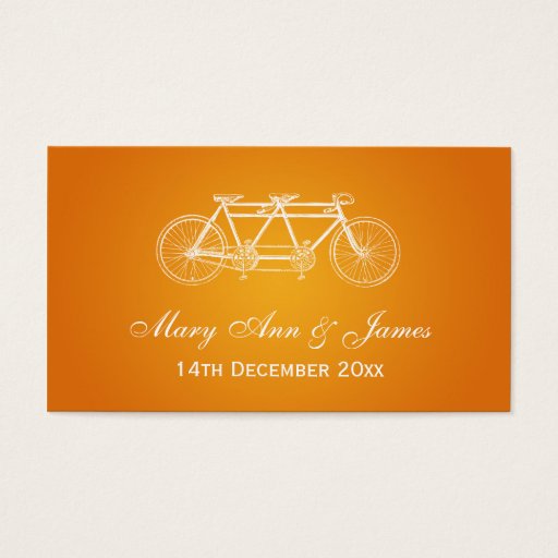 Customizable Elegant Wedding Favor Tag Tandem Bike Orange Business Card