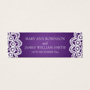 Elegant Wedding Favor Tag Vintage Lace Purple