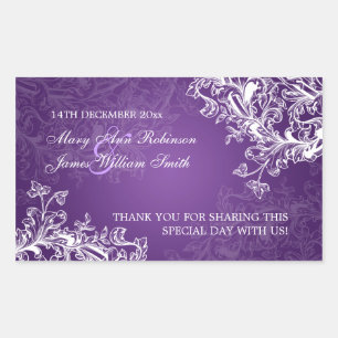 Elegant Wedding Favor Tag Vintage Swirls Purple