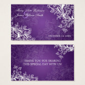 Elegant Wedding Favor Tag Vintage Swirls Purple (Front & Back)