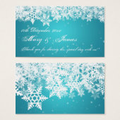Elegant Wedding Favor Tag Winter Snowflakes Blue (Front & Back)