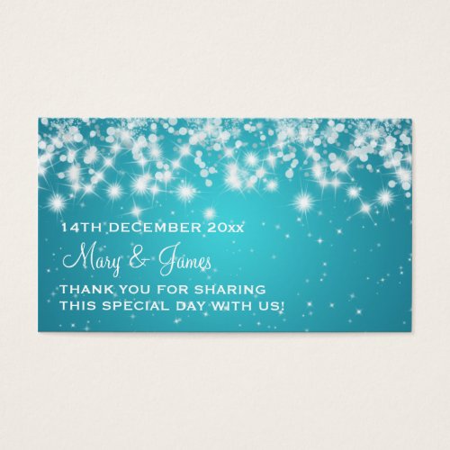 Elegant Wedding Favor Tag Winter Sparkle Blue Business Card