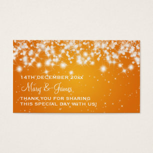 Elegant Wedding Favor Tag Winter Sparkle Orange