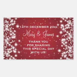 Elegant Wedding Favor Tag Winter Sparkle Red