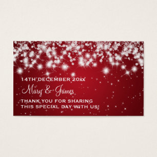 Elegant Wedding Favor Tag Winter Sparkle Red