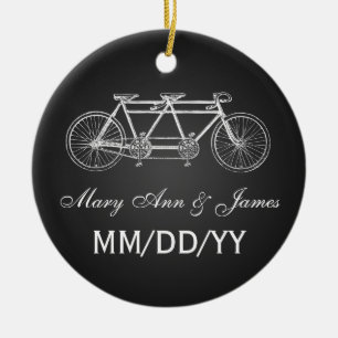 Elegant Wedding Favor Tandem Bike Black Ceramic Ornament