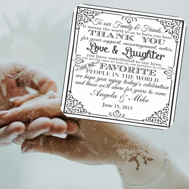 elegant wedding favor Thank you table decor Square Paper Coaster (Creator Uploaded)