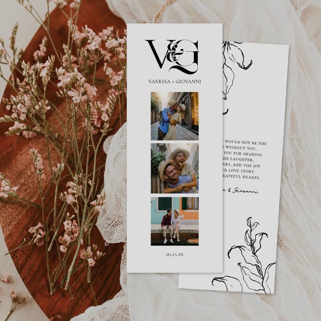 Elegant Wedding Favor with Photos & Thank You Bookmarks (Creator Uploaded)